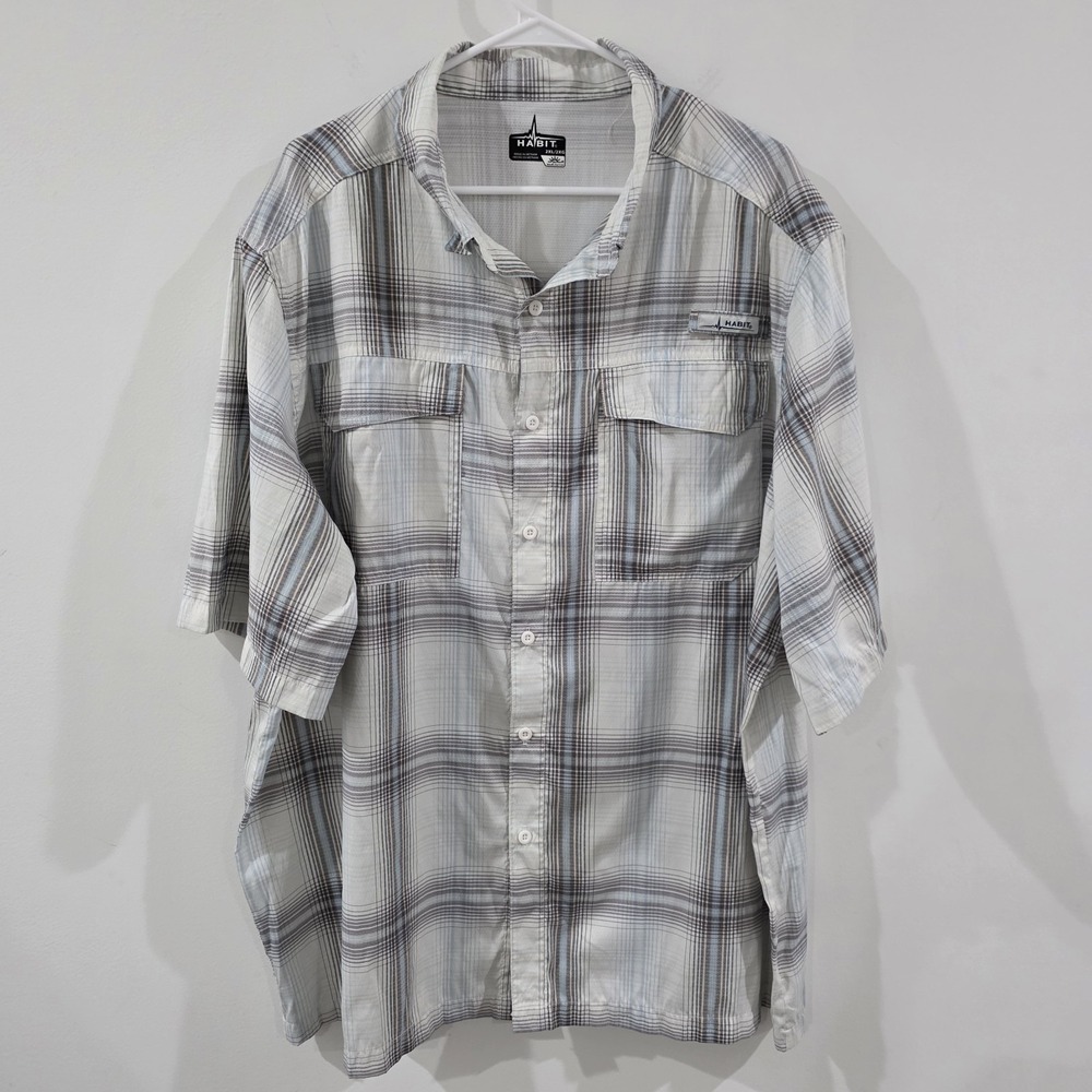 Habit‎ Mens Spf Shirt Size 2XL Plaid Fishing Outdoor Button Up